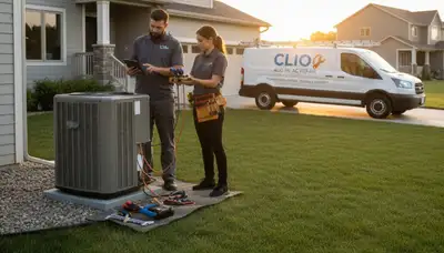 Professional AC repair technician servicing air conditioner unit in Flint, MI