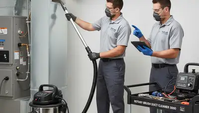 Technician cleaning air ducts for HVAC system in Flint, MI home by Five Star Cooling