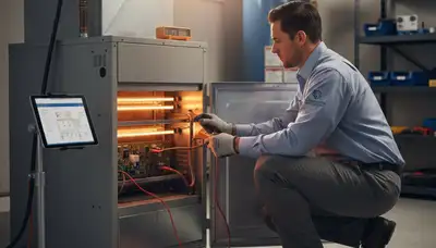 Technician performing professional heating repair service in Flint, MI for Five Star Cooling